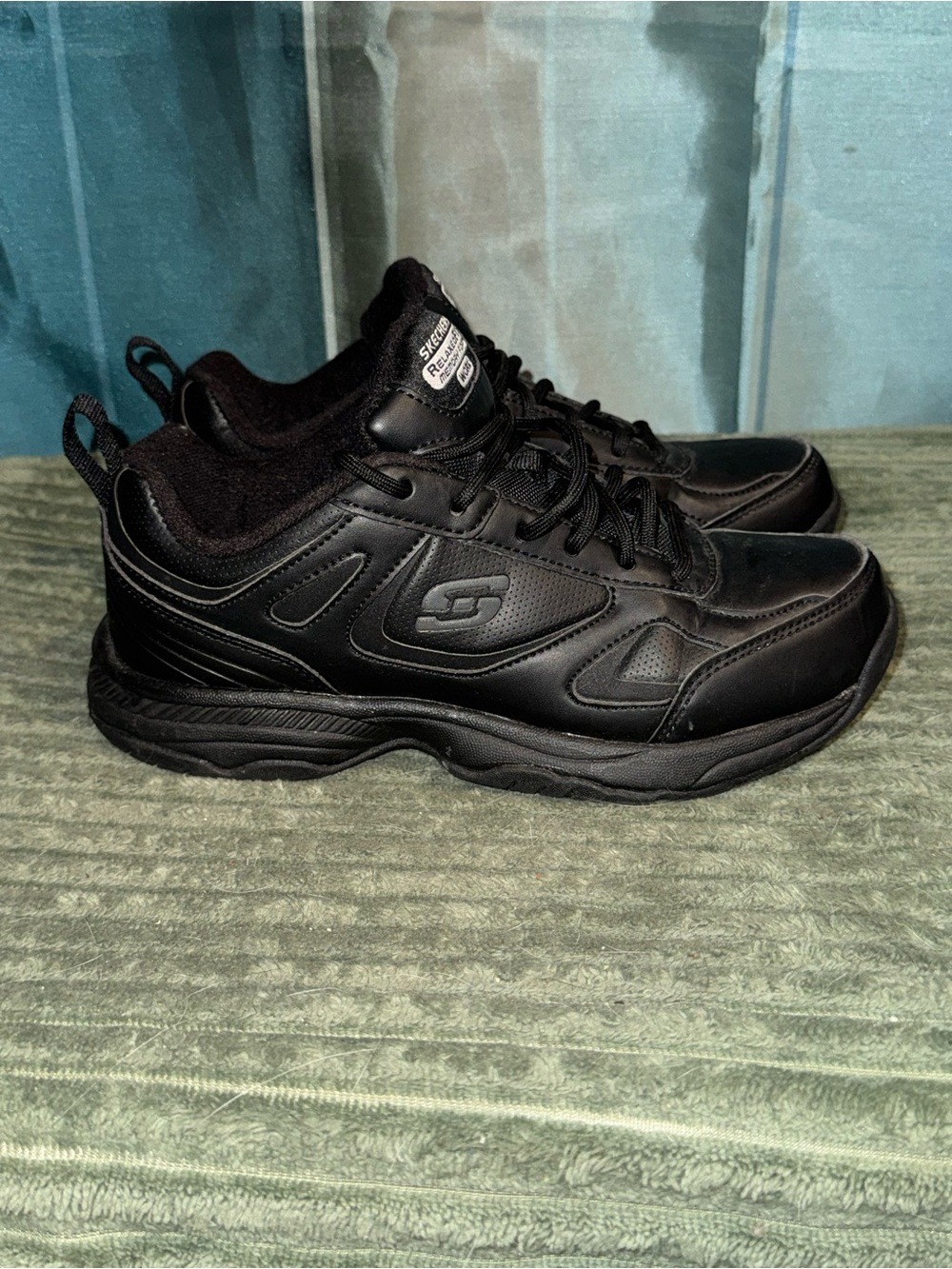 Skechers Black Classic Relaxed Fit Memory Foam Lace-Up Women's Work Sneakers